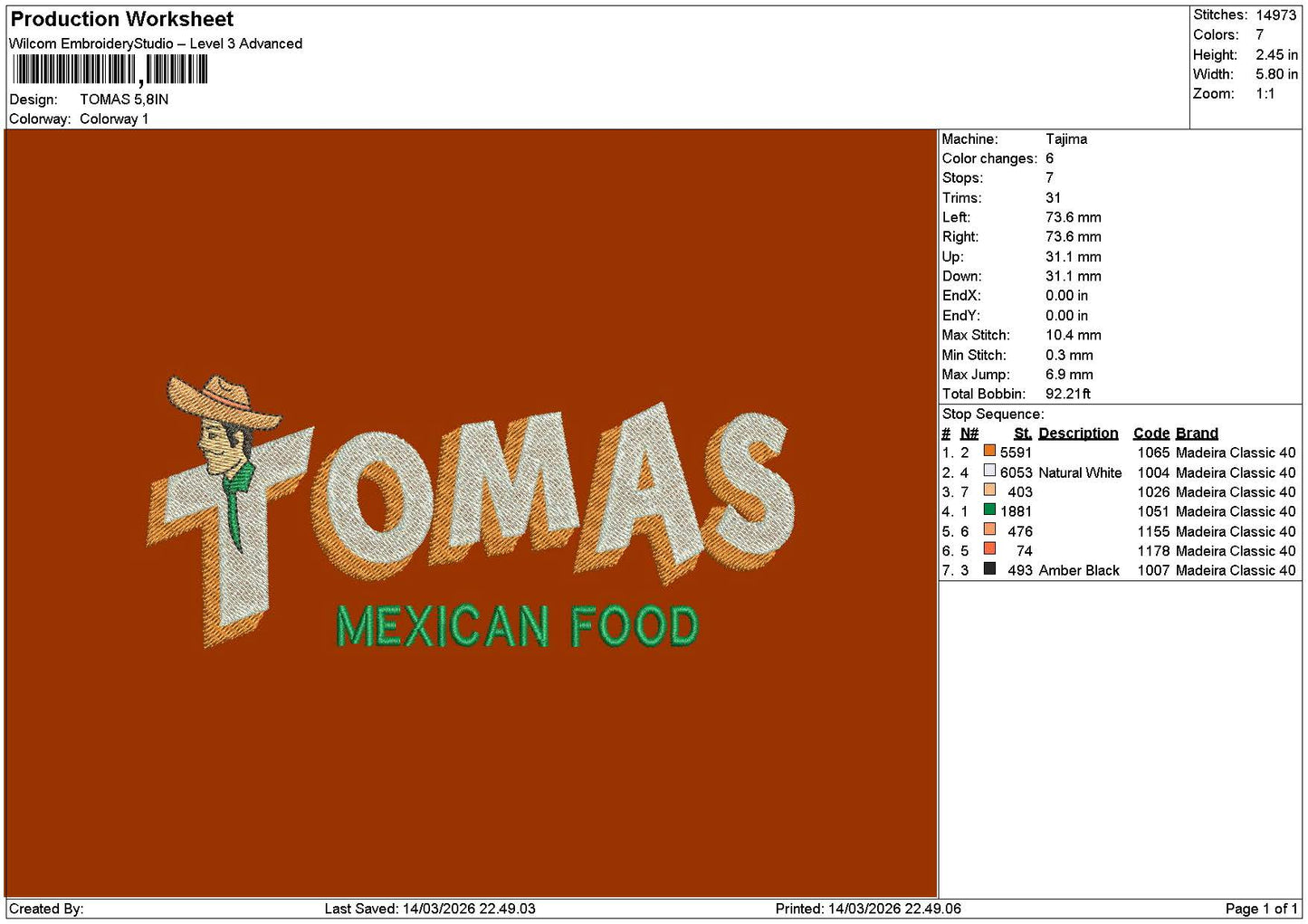 Tomastext Embroidery File 6 sizes