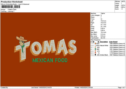 Tomastext Embroidery File 6 sizes