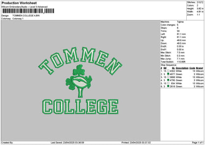 Tommentext Embroidery File 6 sizes