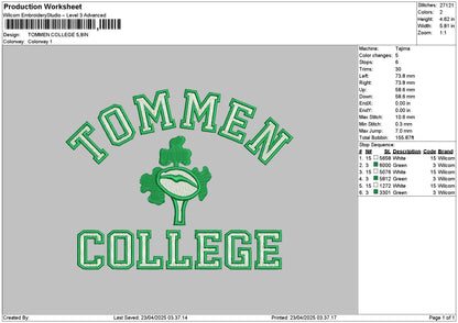 Tommentext Embroidery File 6 sizes