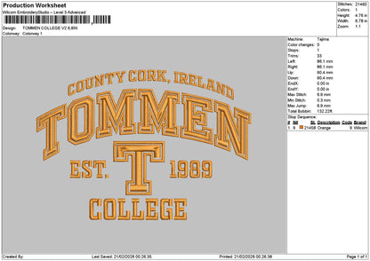 Tommentext V2 Embroidery File 6 sizes