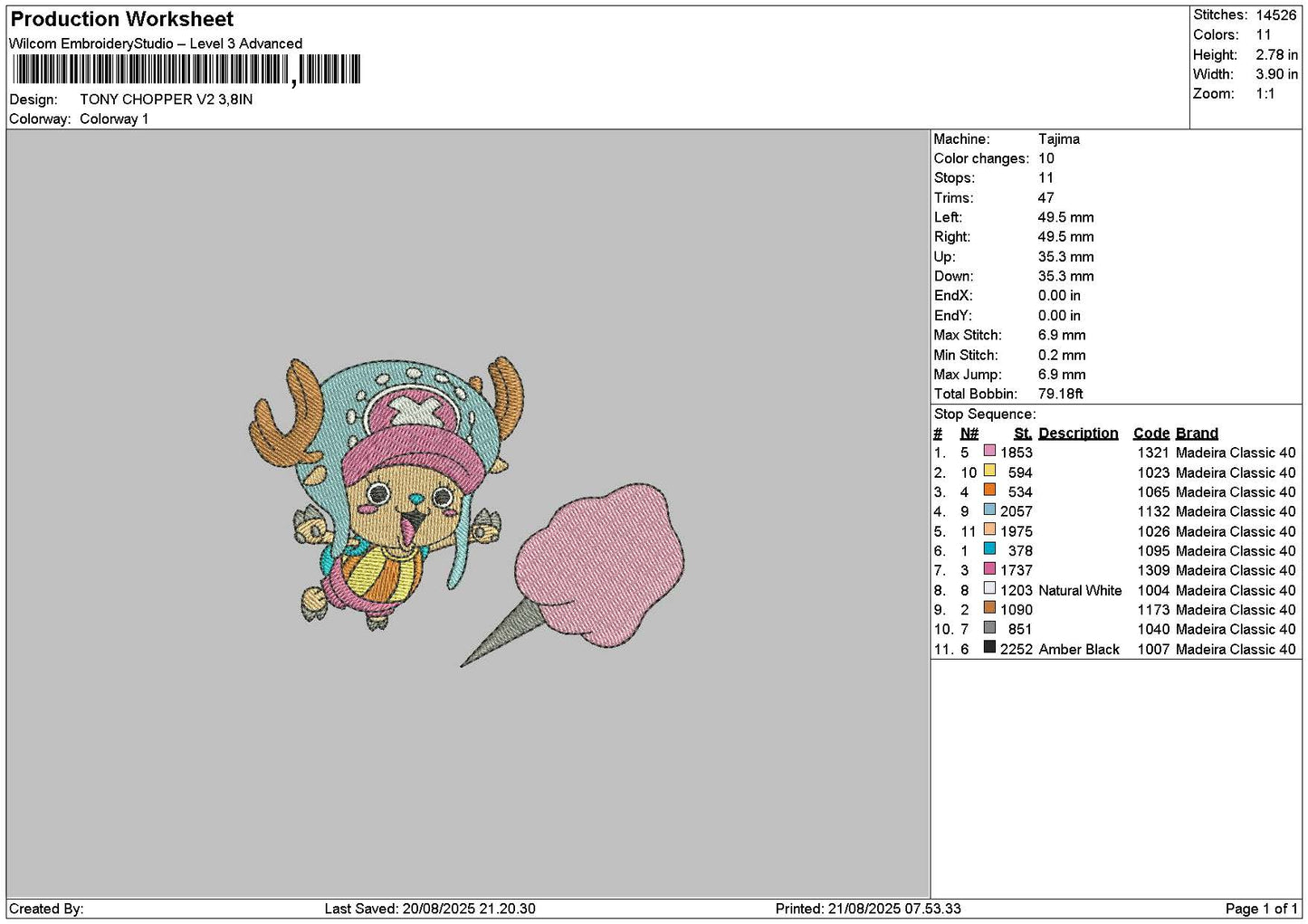 Tony2108 Embroidery File 6 sizes