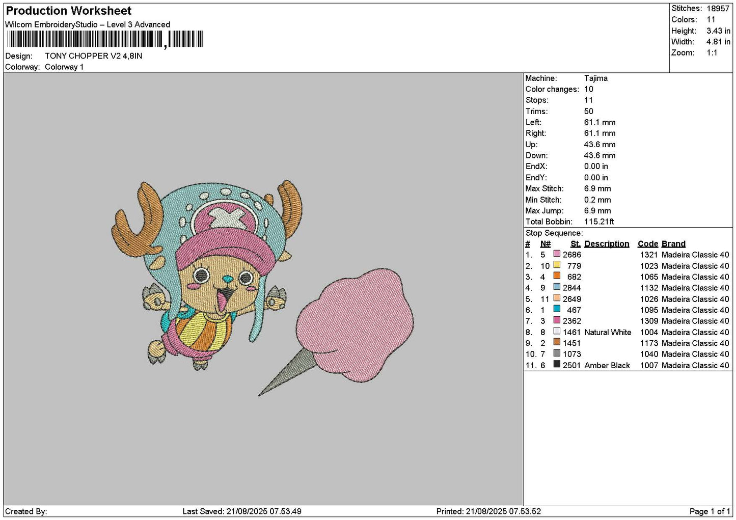 Tony2108 Embroidery File 6 sizes