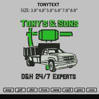 Tonytext Embroidery File 6 sizes