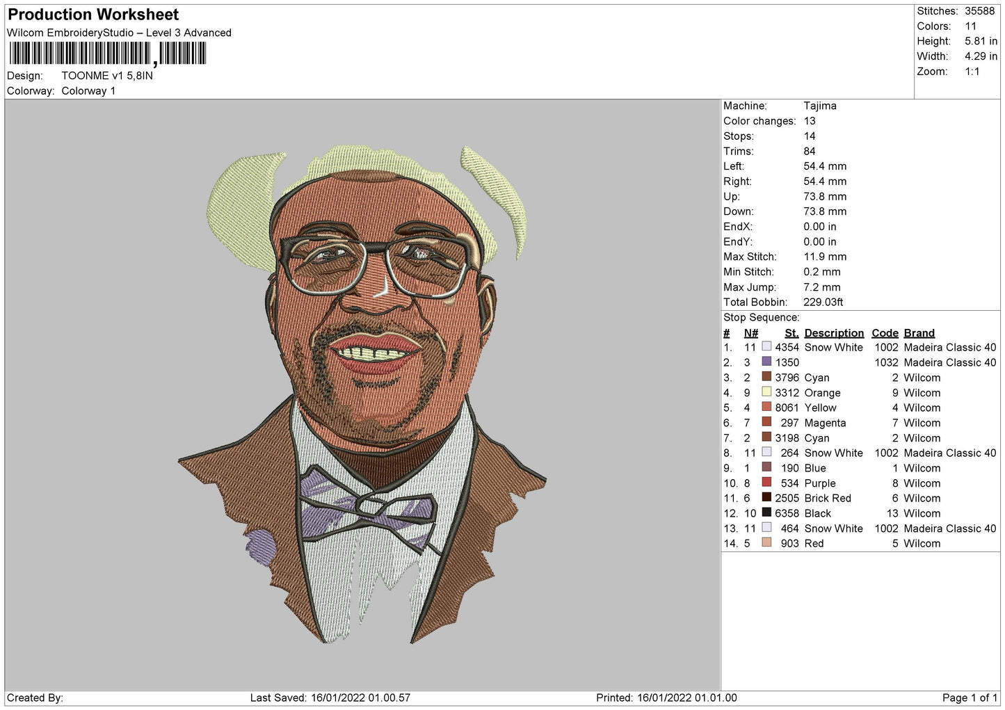 Toonme V1 Embroidery File 4 size