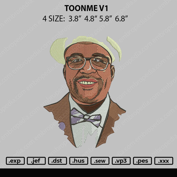 Toonme V1 Embroidery File 4 size