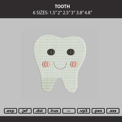 Tooth Text Embroidery Machine Design File 6 sizes