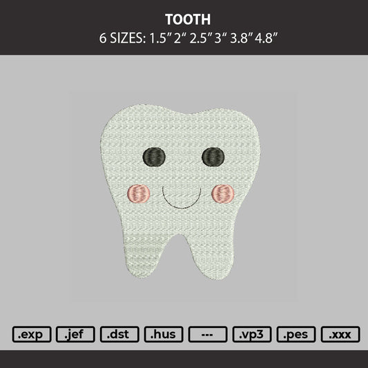 Tooth Text Embroidery Machine Design File 6 sizes