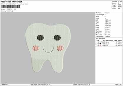 Tooth Text Embroidery Machine Design File 6 sizes