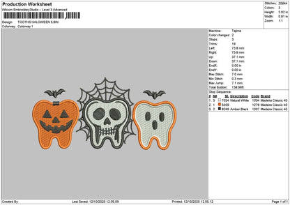 Teethtext Embroidery File 6 sizes