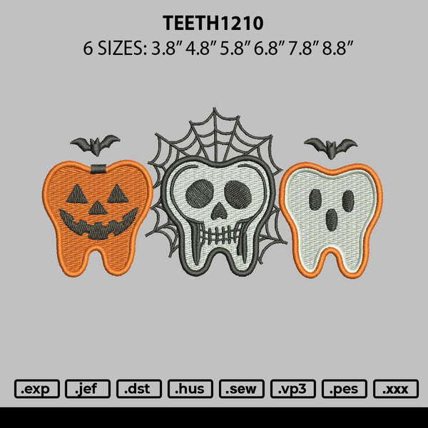 Teethtext Embroidery File 6 sizes