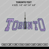 Toronto Text Embroidery File 4 size