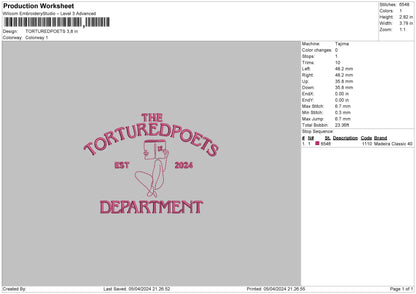 Torturedtext Embroidery File 6 sizes