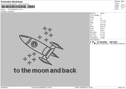 To The Moon V1 Embroidery File 6 sizes