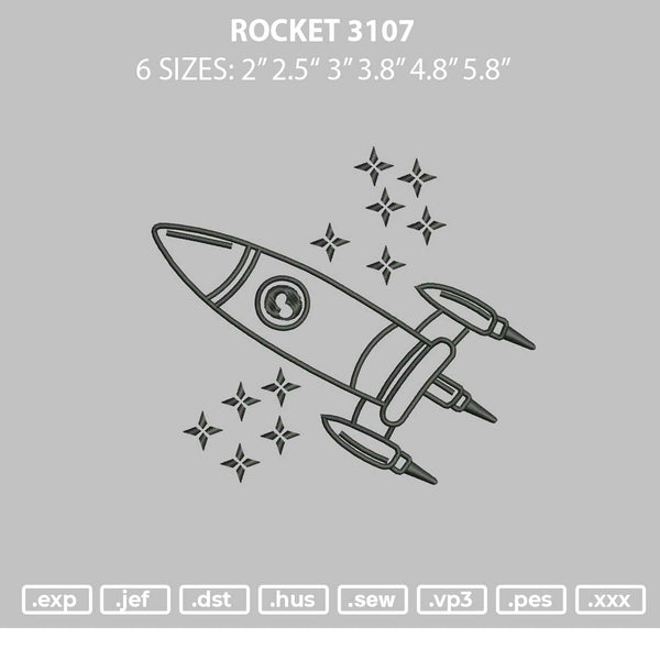 Rocket 3107 Embroidery File 6 sizes