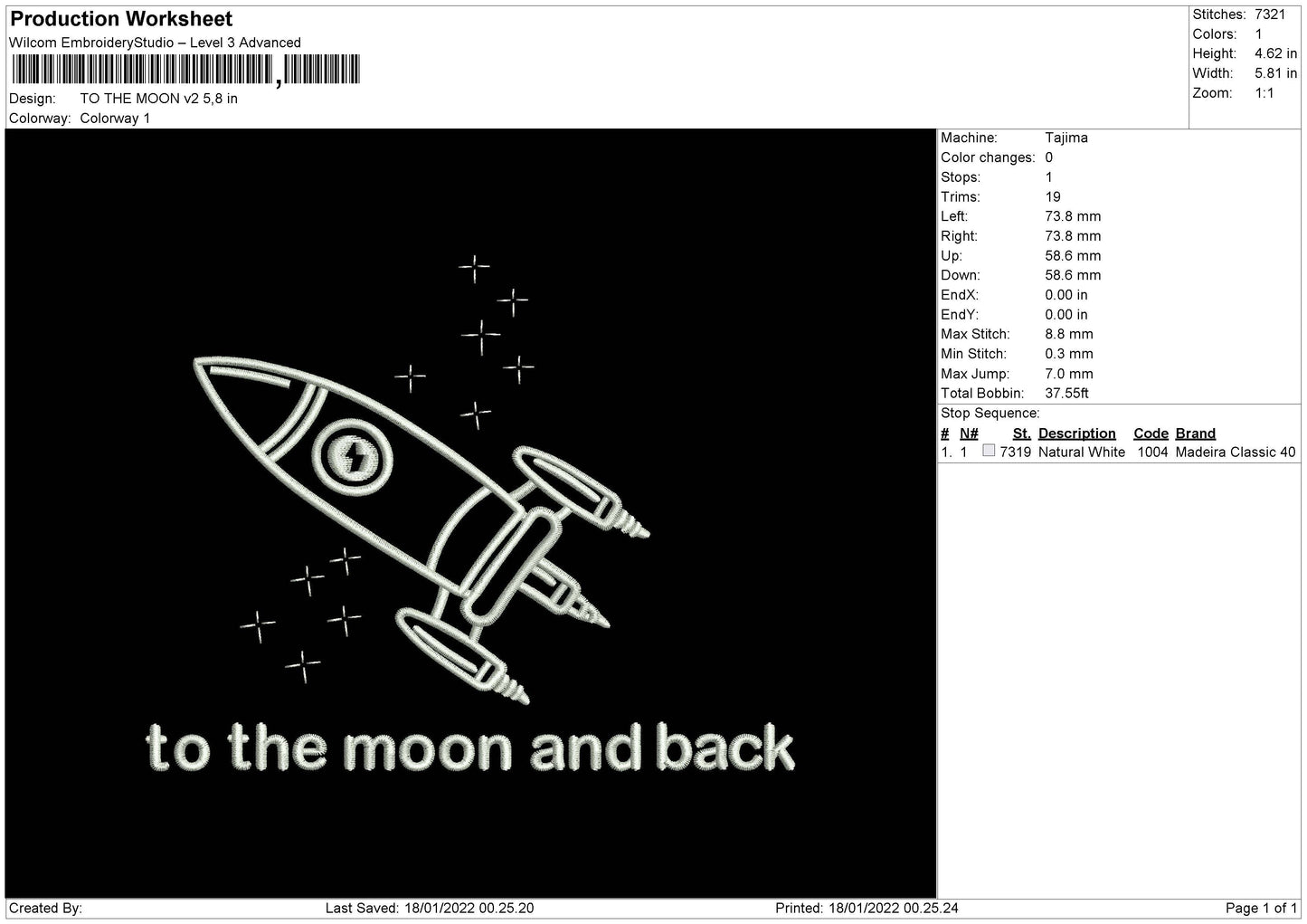 To The Moon V2 Embroidery File 11 size
