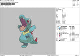 Totodile Embroidery File 4 size