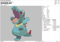 Totodile Embroidery File 4 size