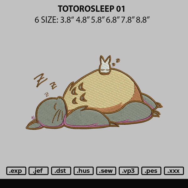 Totorosleep 01 Embroidery File 6 sizes