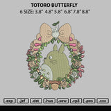 Totoro Butterfly Emboidery File 6 sizes