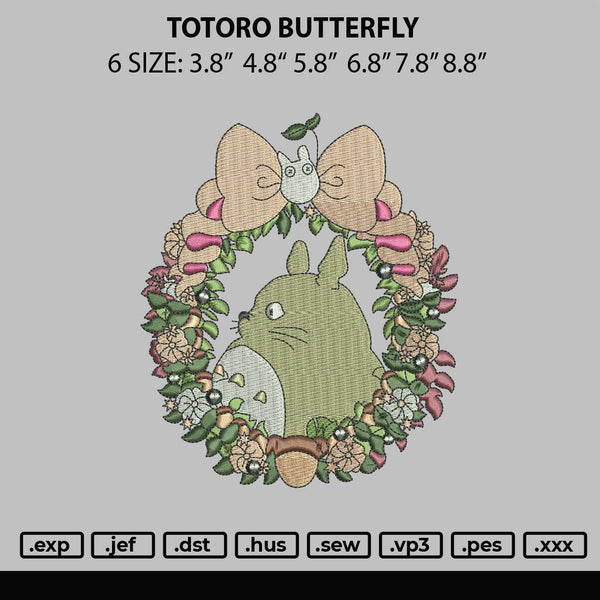 Totoro Butterfly Emboidery File 6 sizes