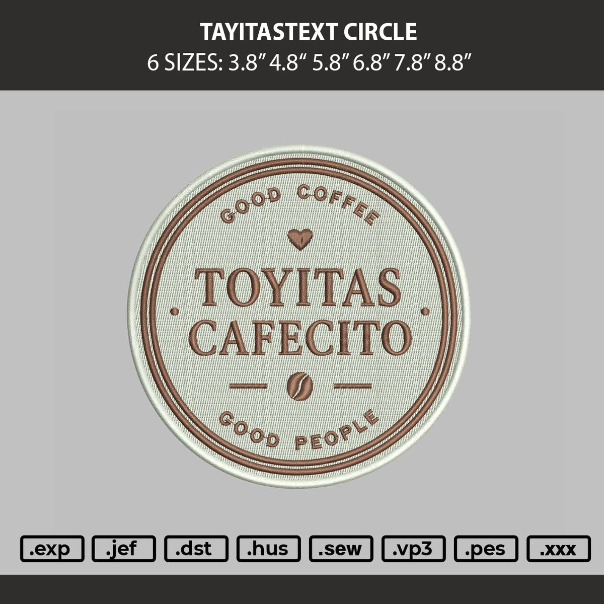 Toyitastext Circle Embroidery Machine Design File 6 sizes