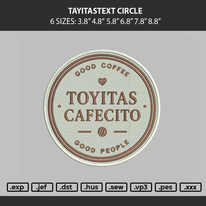 Toyitastext Circle Embroidery Machine Design File 6 sizes