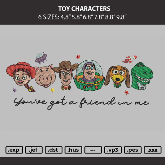Toy Characters Embroidery Machine Design File 6 sizes