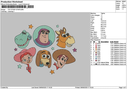 Ts Star 01 Embroidery File 6 sizes