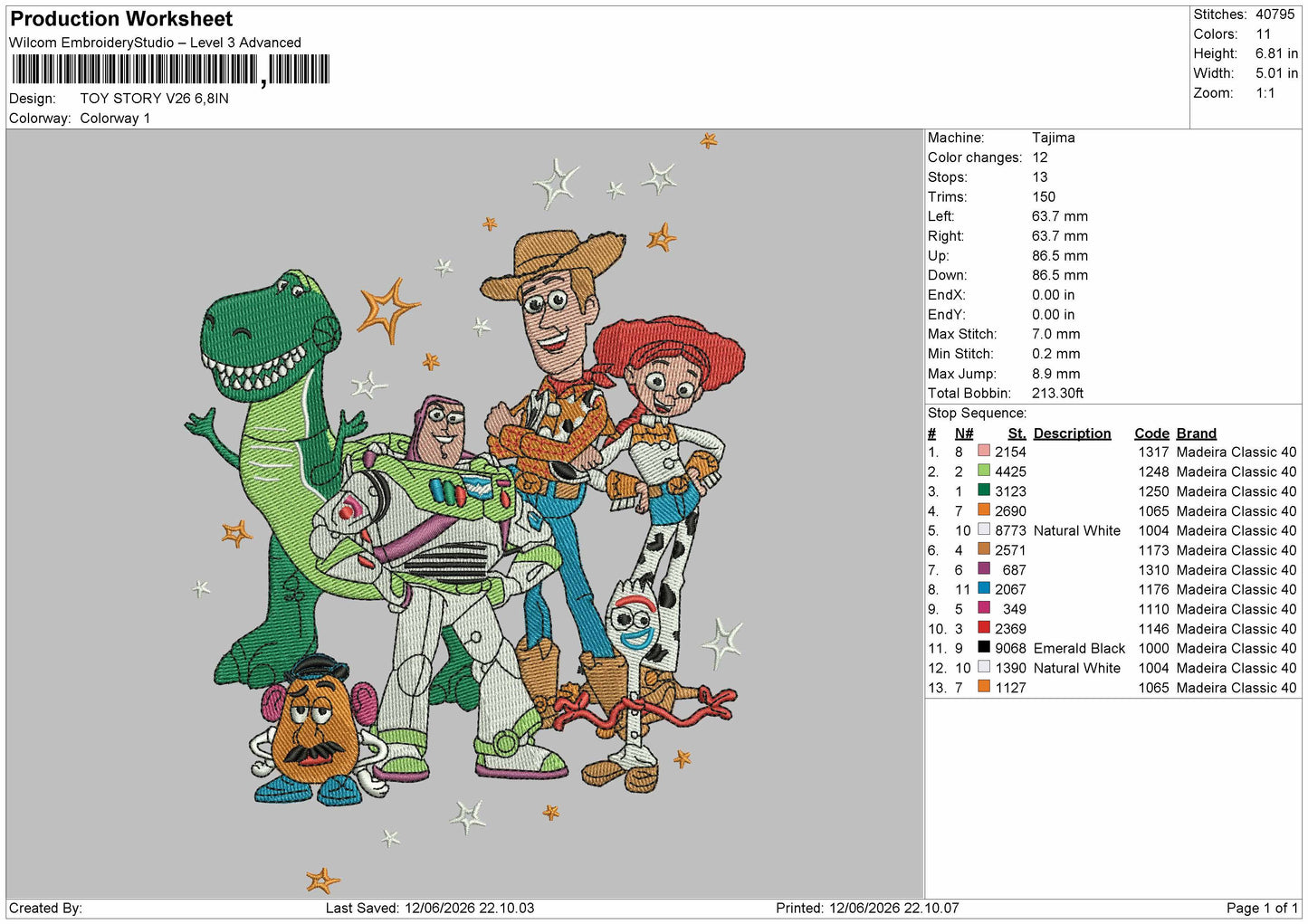 Toys V26 Embroidery Machine Design File 6 sizes
