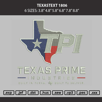 Texastext 1806 Embroidery Machine Design File 6 sizes