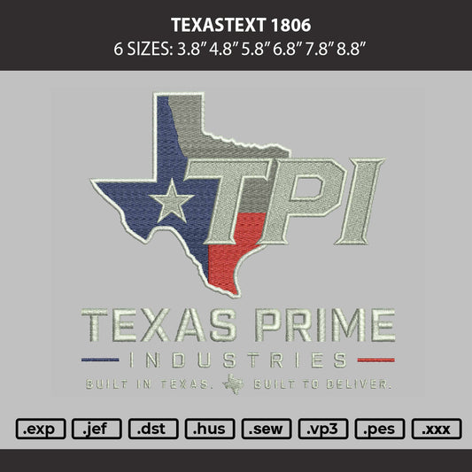 Texastext 1806 Embroidery Machine Design File 6 sizes