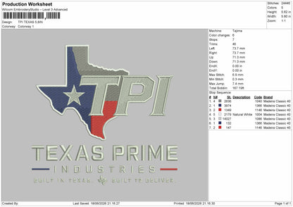 Texastext 1806 Embroidery Machine Design File 6 sizes