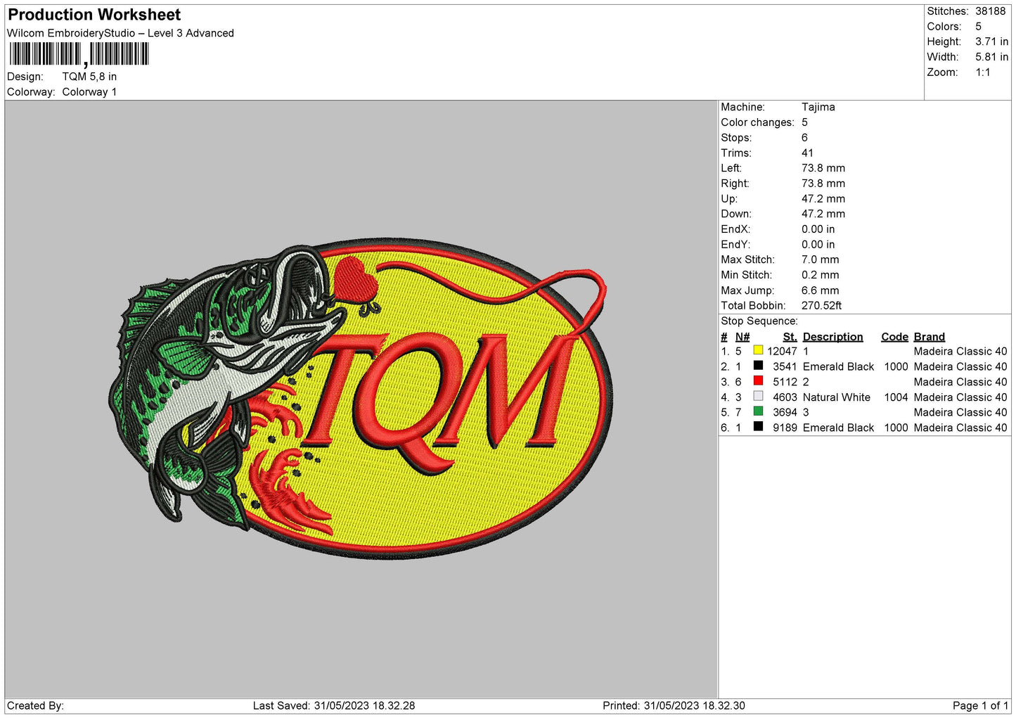 Tqm Embroidery File 6 sizes