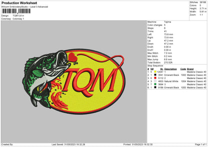 Tqm Embroidery File 6 sizes