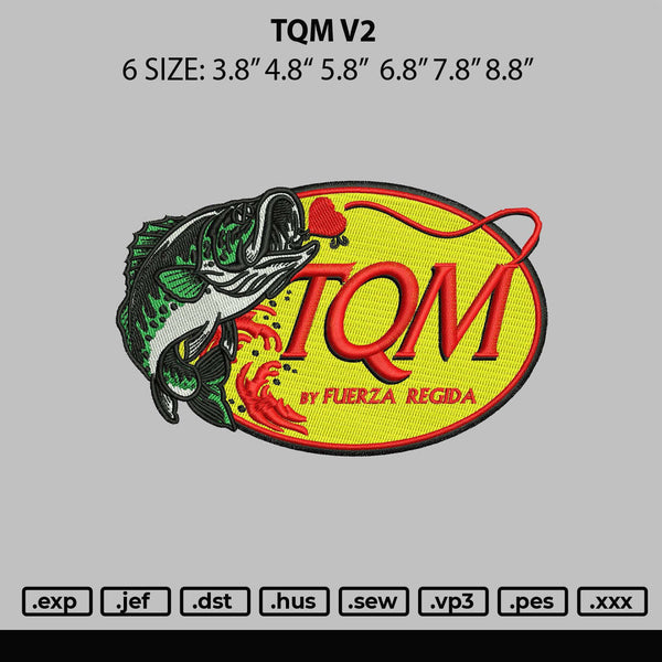 Tqm V2 Embroidery File 6 sizes