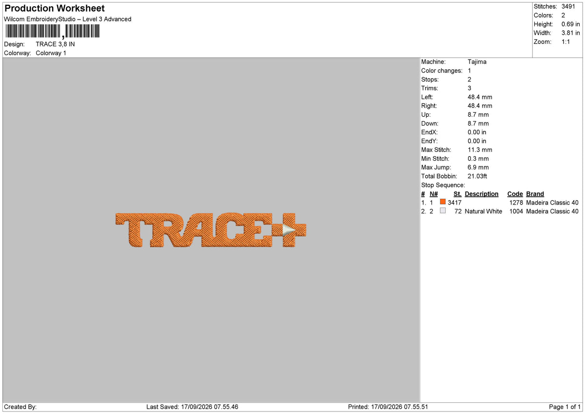 TRACE Embroidery Machine Design Files