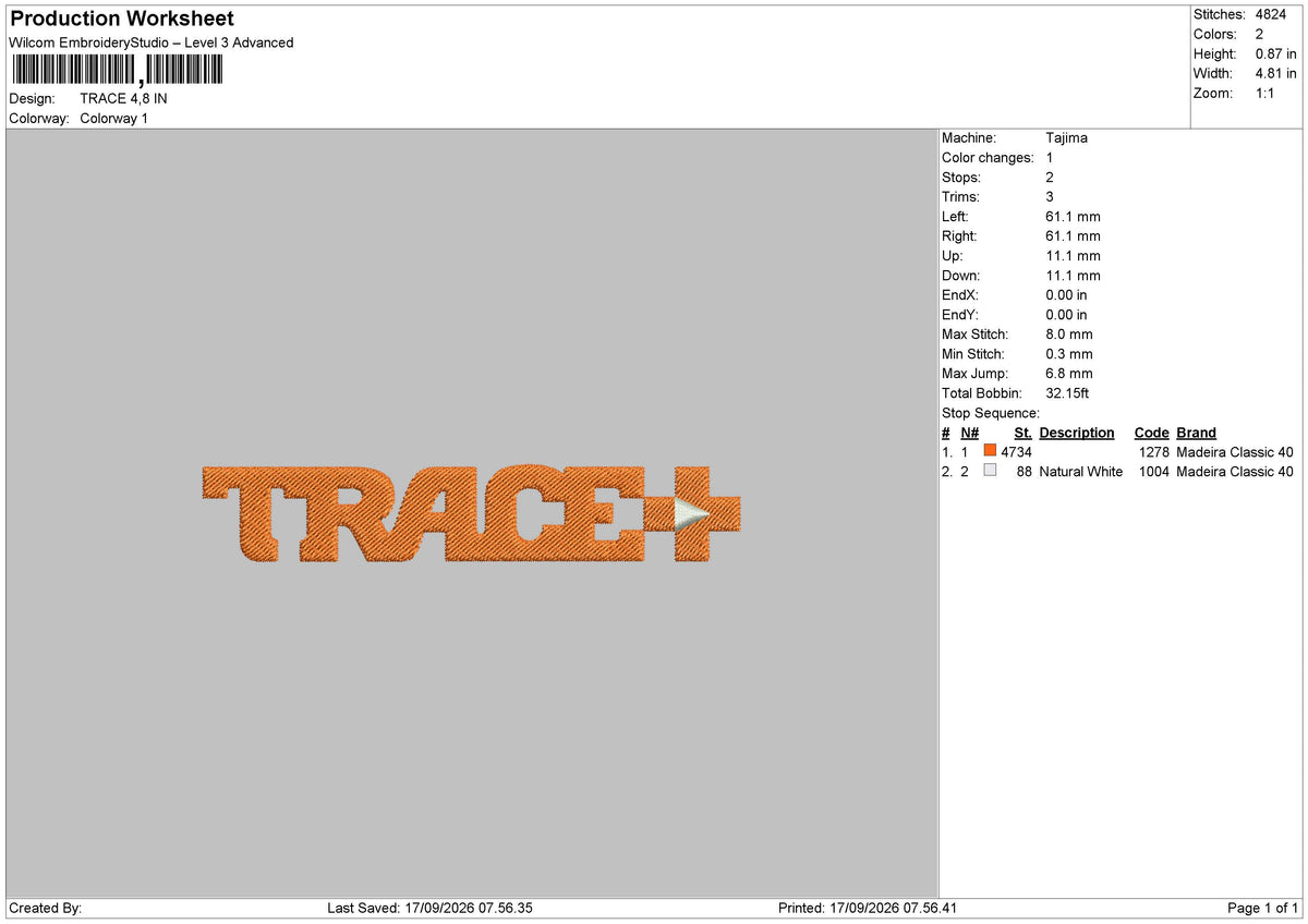 TRACE Embroidery Machine Design Files