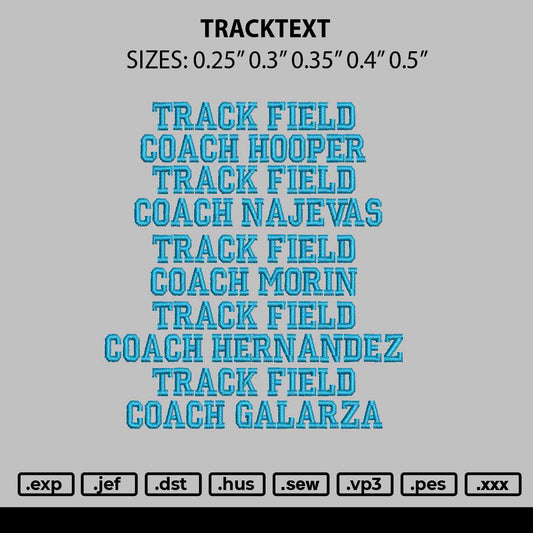 Tracktext Embroidery File 6 sizes