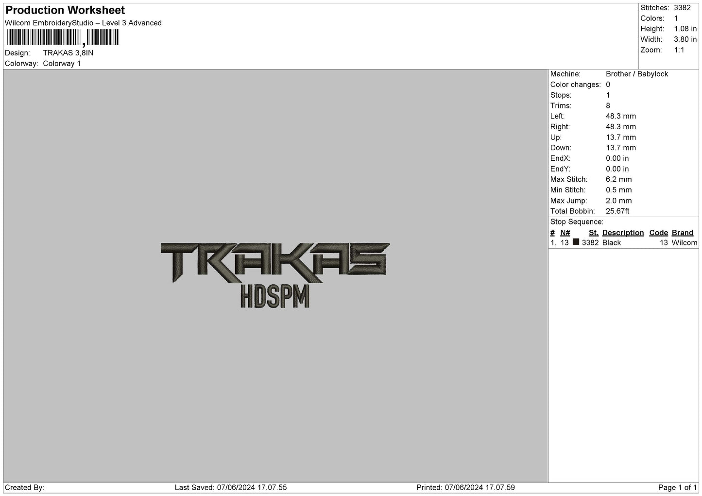 Trakastext Embroidery File 6 sizes