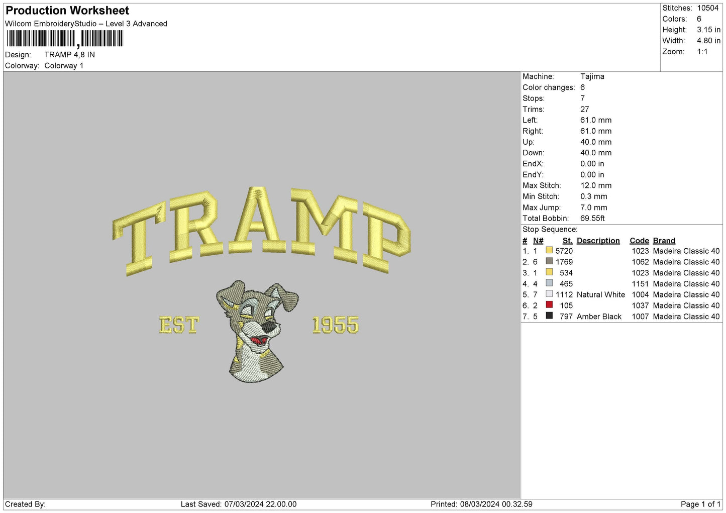 Tramptext Embroidery File 6 sizes