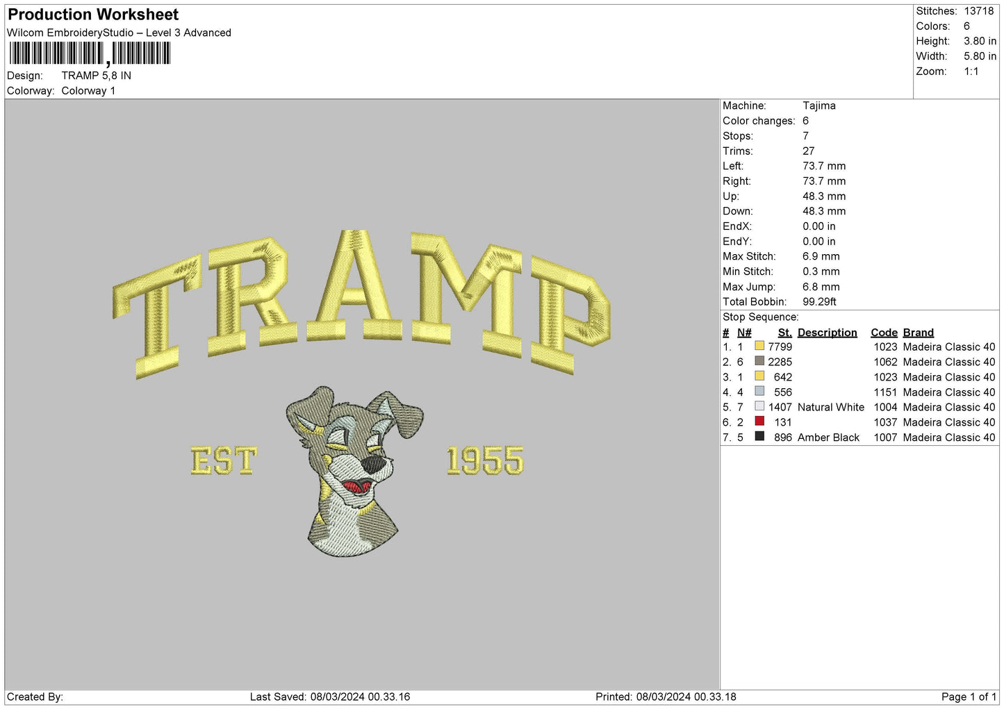 Tramptext Embroidery File 6 sizes
