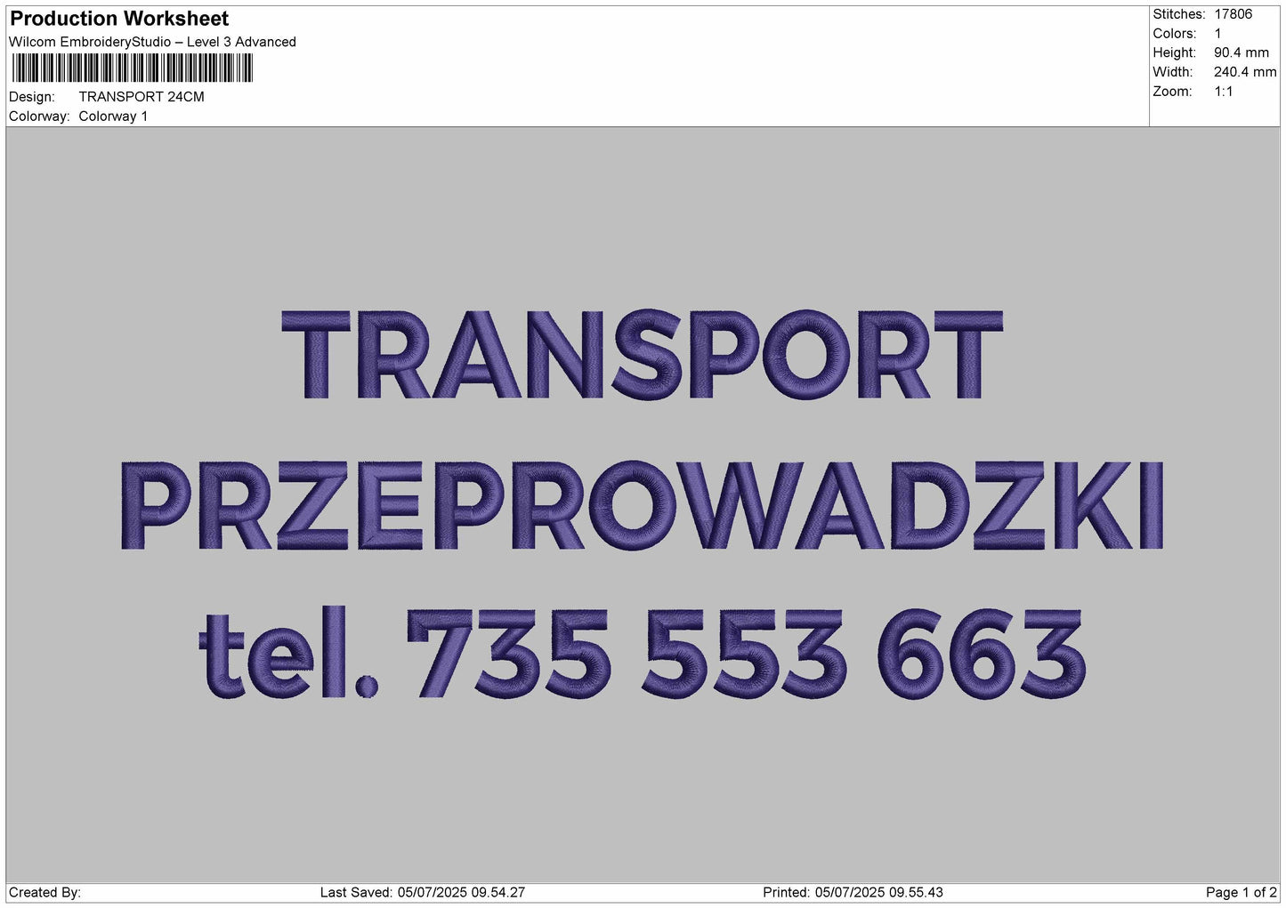 Prezmo &  Transport Embroidery File