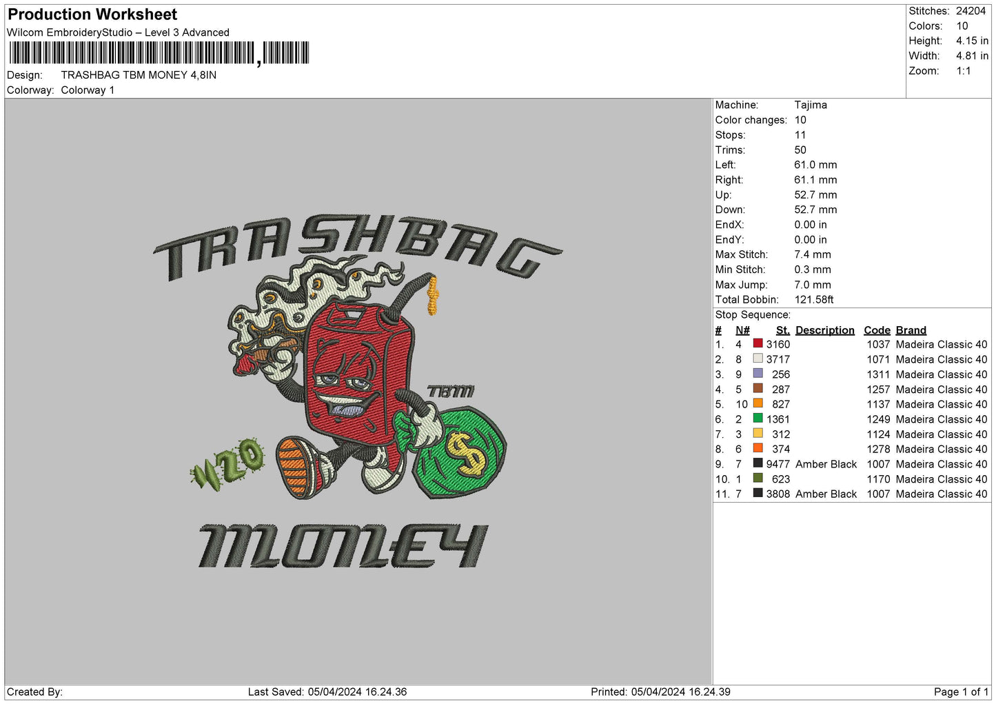 Trashbagtext Embroidery File 6 sizes