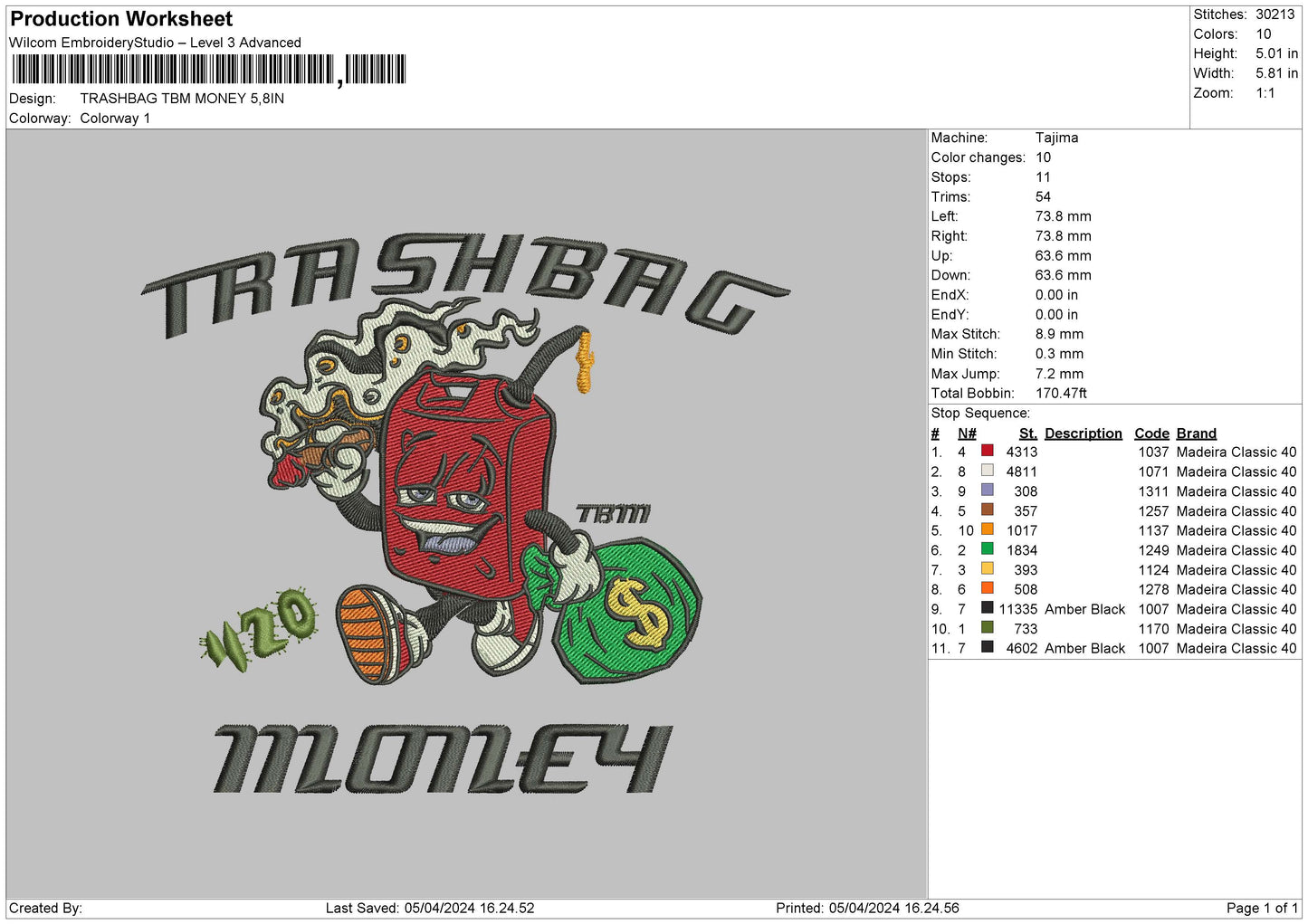Trashbagtext Embroidery File 6 sizes