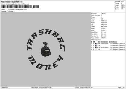 Trashbag Circle Embroidery File 6 sizes