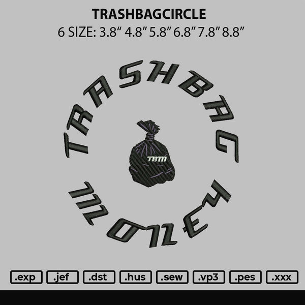 Trashbag Circle Embroidery File 6 sizes