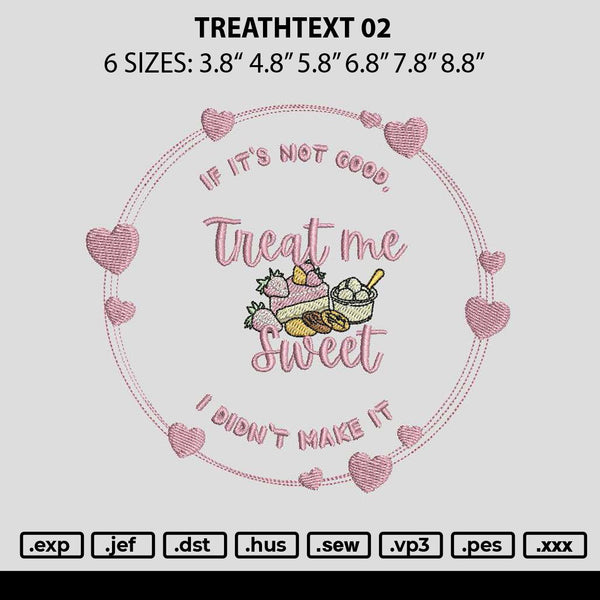 Treathtext 02 Embroidery File 6 sizes