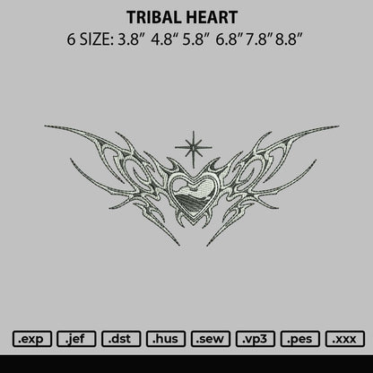 Tribal Heart Embroidery File 6 sizes