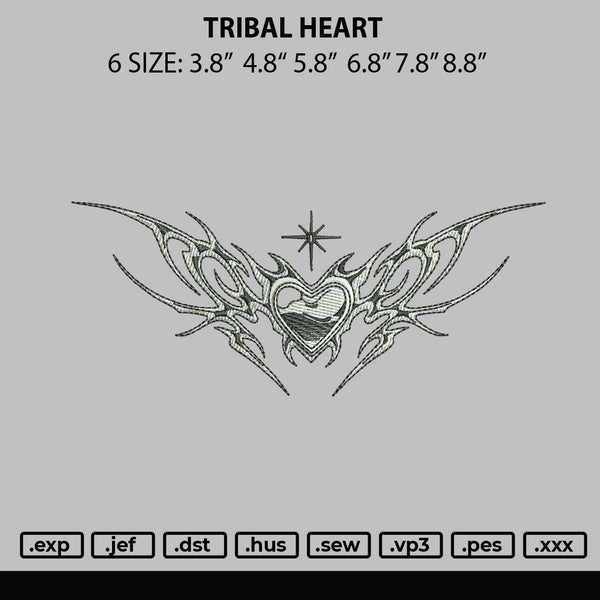 Tribal Heart Embroidery File 6 sizes